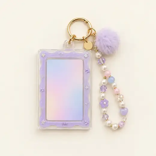 Photocard Holder Keychain with Pearl Strap