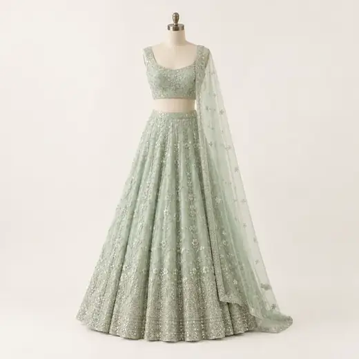 Mint Sangeet Lehenga with Sequins