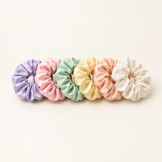 Satin Scrunchie Set of 6, Pastels