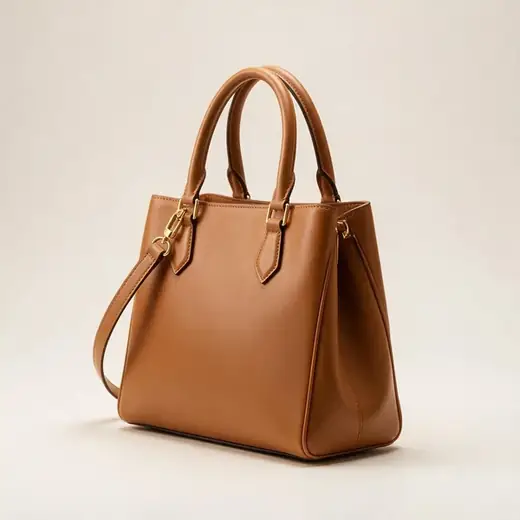 Structured Leather Tote Handbag